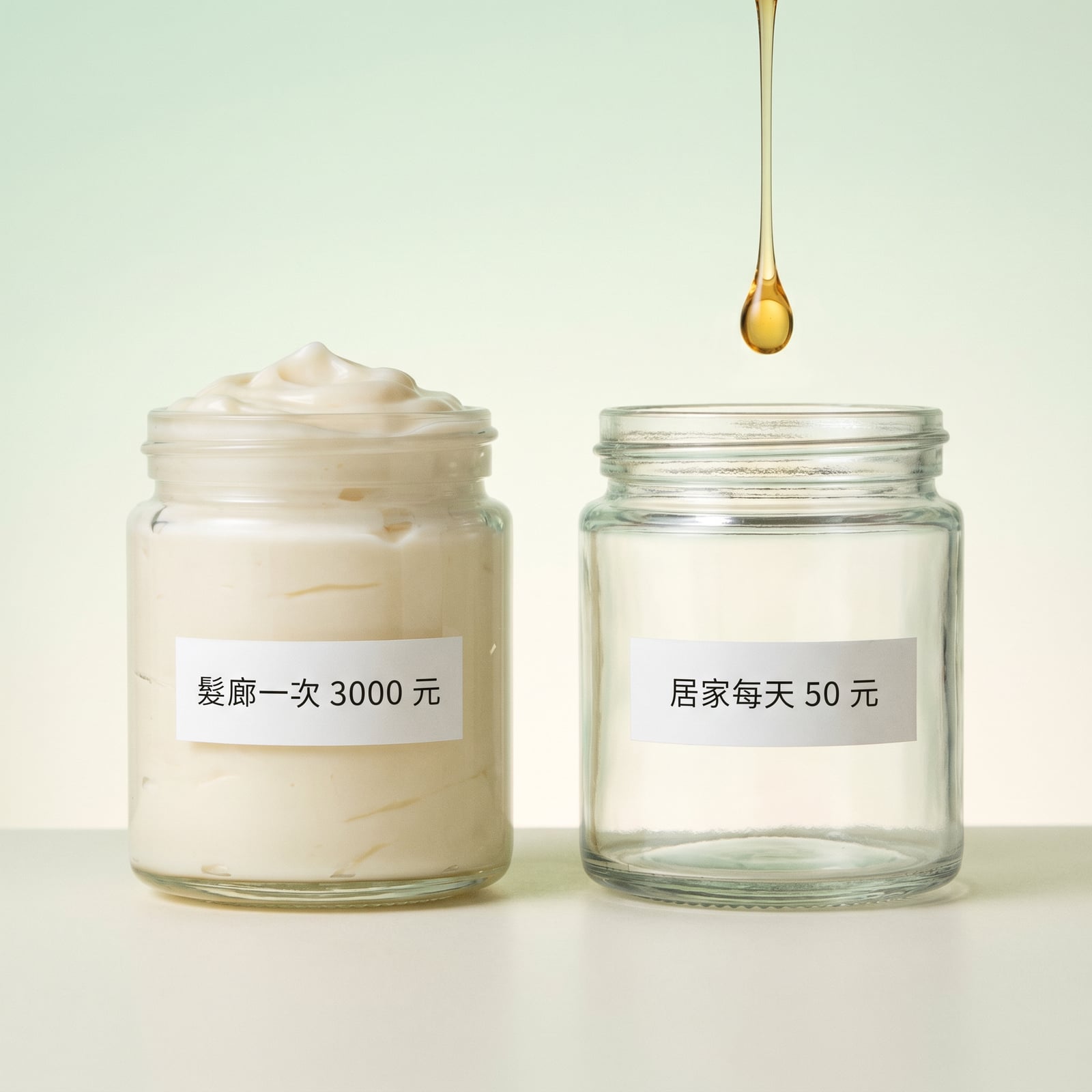 髮廊一次大筆修護 vs 居家每天存一點 — 護髮存款概念對比